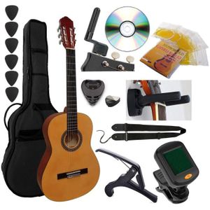 GUITARE Pack Guitare Classique 3/4 (Enfant) 9 Accessoires Cour Vidéo et DVD (Naturel)