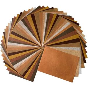 PAPIER À PLIER Lot de 50 feuilles de papier de mûrier naturel fin marron mélangé A4 fait à la main pour loisirs créatifs, origami,.[Y2928]