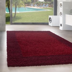 Carpetsale24 Uni Tapis de Salon Shaggy Uni Tapis Rouge 160x230 cm