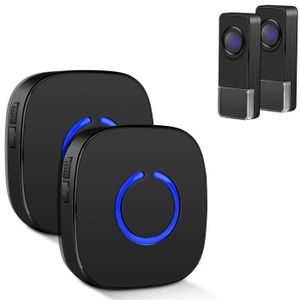 Coolqiya Sonnette Sans Fil Carillon avec 2 Télécommande étanche Sonnette de Porte Boutons 3