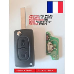 VA2 CE0523 - 2 BOUTONS - Coque Clé Peugeot 107 207 307 308 407 CE0523 Lame  sans RAINURE Emplacement DE LA Pile sur Circuit Imprime - Coques clés de  voiture/Peugeot - energy01