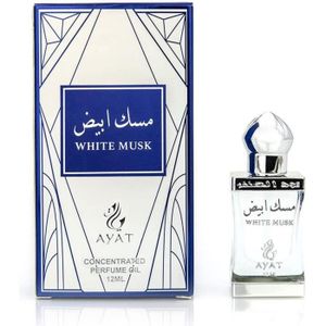 PARFUM  AYAT PERFUMES–Huile Parfumée White Musk 12ml | Musk Halal Unisex Sans Alcool Odeur Longue Durée | Extrait de Parfum/Fabriqué à