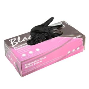 GANT DE CHANTIER KOA 50pcs gants en caoutchouc jetables noir poudre sans texturé bout des doigts gants pour salon de beauté à domicile M KA488