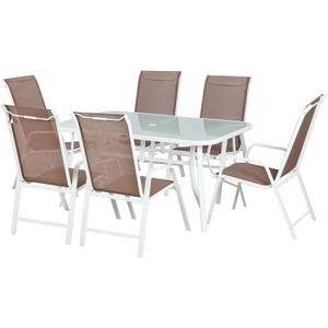 Ensemble table et chaise de jardin Ensemble table et chaises de jardin en textilène Cordoba - HABITAT ET JARDIN - 6 places - Taupe - Acier