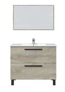 Meuble De Salle De Bain Avec Lavabo 76x46x87 Cm - Gris Laqué Anti-humidité, Tiroirs Amortis Et étagère Réglable - Parfait Pour Rangement Et Design Moderne