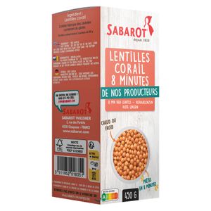 LÉGUMES SECS Lentilles corail sachet de 450g Sabarot