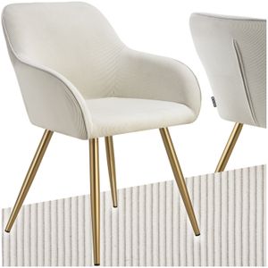 Lot De 4 Chaises De Salle à Manger En Velours Blanc - Pieds Métal - Neuf (marque Eris-car)