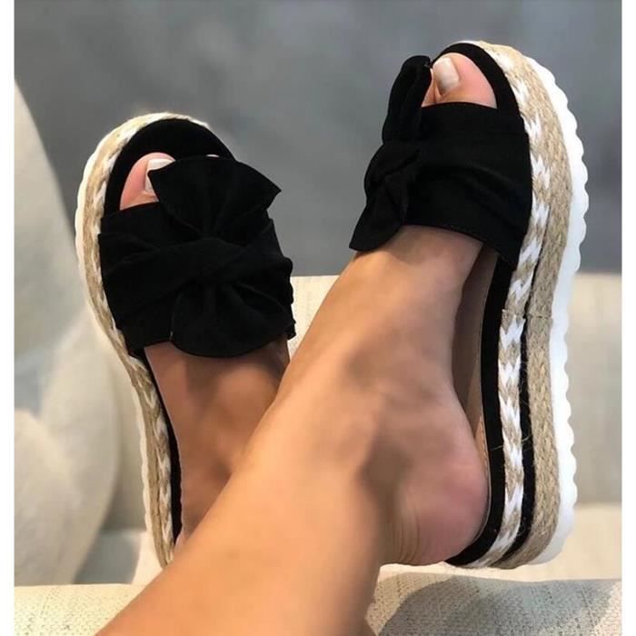 sandale plate forme noir