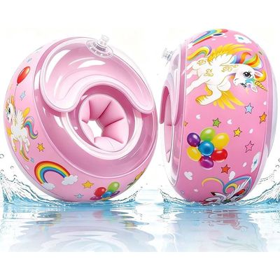 Olycism Bouée Bébé Avec Pare-soleil UPF50+ – Pompe Et 2 Patchs – Charge 20 Kg – Rose