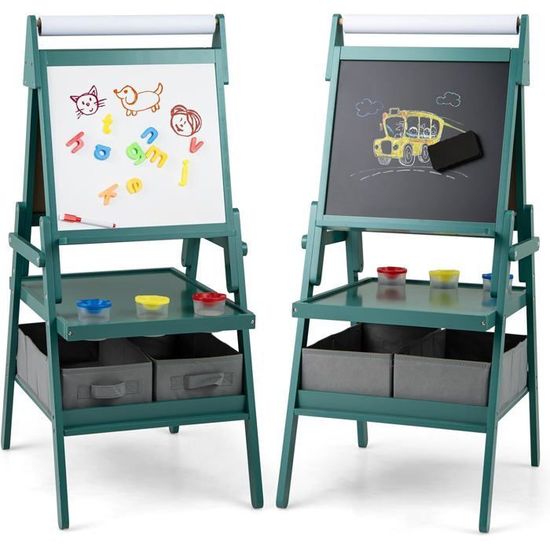 Chevalet d'Art Enfant 3 en 1 - DREAMADE - Tableau Magnétique, Rouleau