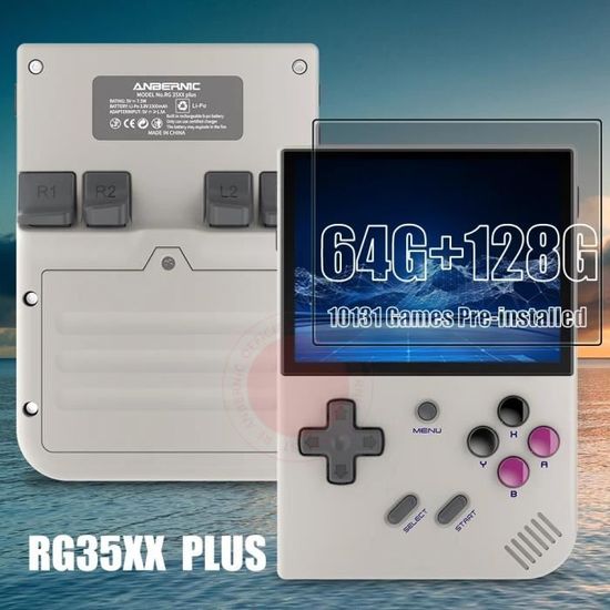 Console Portable Rétro RG35XX Pro - Écran IPS 3,5", 64 Go, 5000 Jeux, Wi-Fi/Bluetooth, Blanc