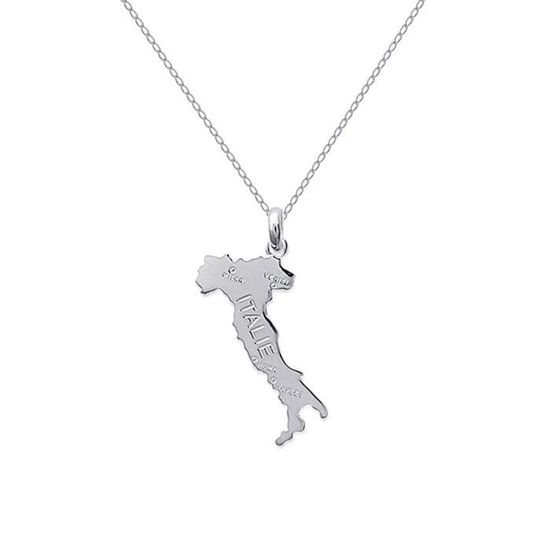 Italie Carte Drapeau Pendentif Colliers - Ethnique Hip Hop Pays Cartes Drapeau Collier Pour Femmes/Hommes Charme Bijoux Chaîne De Chandail Chaîne De