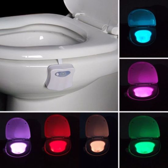 Vente en gros Smart Pir Motion Sensor Toilette Siège Veilleuse 8 Couleurs  Pour Maison WC Cuve Salle de Bain Lumière Imperméable à l'Eau  Rétro-éclairage Lampe