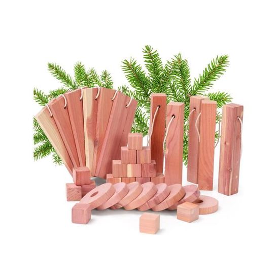 Lot De 26 Blocs Et Accessoires En Cèdre - Pour Protéger Les Vêtements Des Mites - Parfum Naturel - Pour Placard, Tiroirs, Chaussures