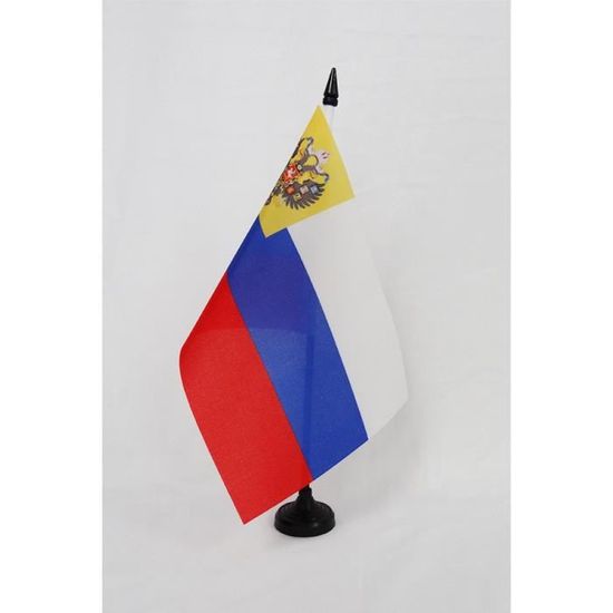 AZ FLAG - Drapeau De Table Russie - 15x10 cm - Mini Drapeau Russe De Bureau 100% Polyester Avec Hampe De 25cm Et Socle En Plastique Noir