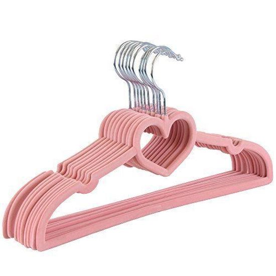 Jvl Pour Enfants Filles Coeur Fantaisie Cintres Antiderapants Fins En Velours Bebe Rose Lot De 10 Cdiscount Maison