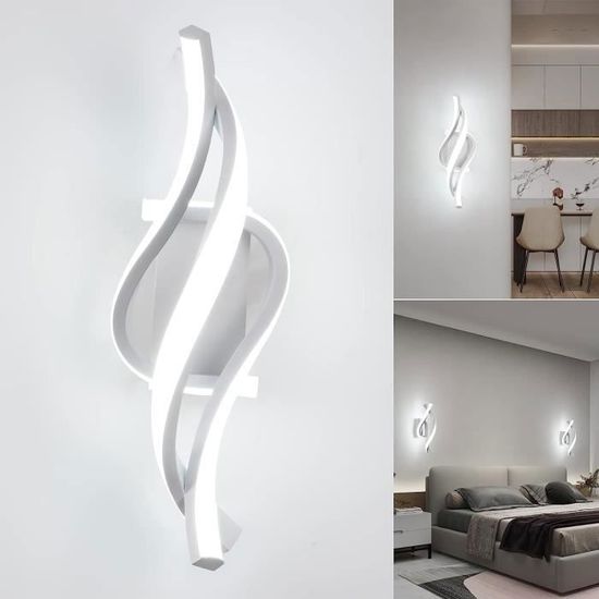 Applique Murale LED Intérieure 20W 2500LM - Design Courbé, 3000K Blanc Chaud, Facile à Installer