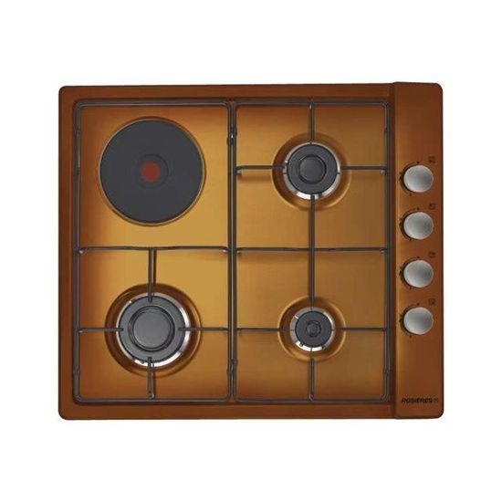 Rosieres plaque de cuisson mixte 58cm 4 feux marron rtl631emfa