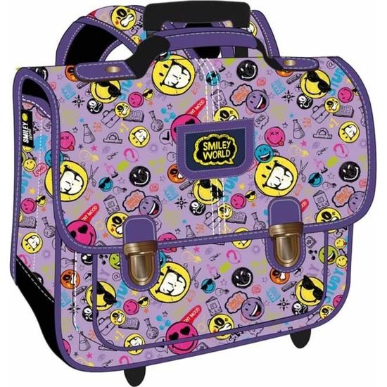 Cartable a roulettes Smiley World 38 CM Trolley Haut de Gamme Violet Cdiscount Bagagerie Maroquinerie