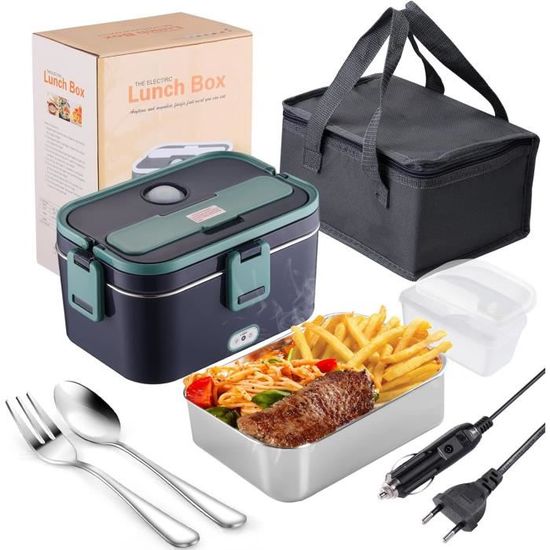 Gamelle Chauffante électrique BORDEAG 1.5L 60W - Boîte Repas Chauffante Pour Voiture, Bureau, Avec Couverts Et Sac