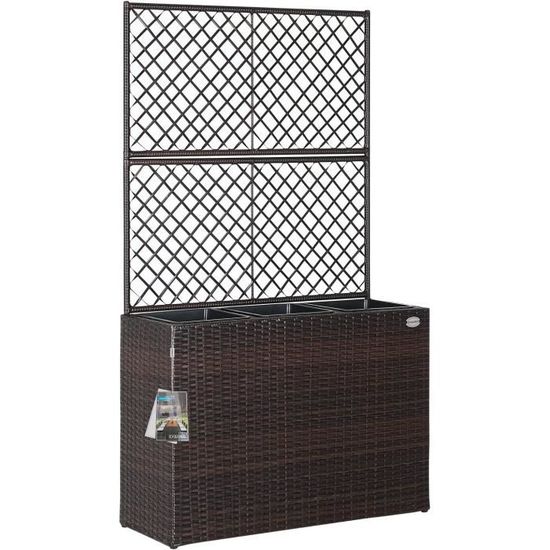 HERSTERA Jardinière Avec Treillis Brun Foncé 100 X 43 X 142 Cm - Capacité 80 Litres