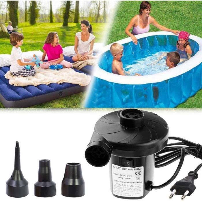 Pompe à Air Électrique 240V Gonfleur/Dégonfleur Rapide – 3 Buses Pour Matelas Gonflable, Piscine, Bouée, Pagaie