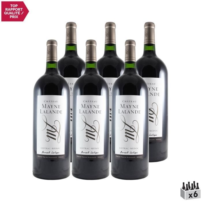 Château Mayne Lalande Cru Bourgeois MAGNUM Rouge 2018 - Lot de 6x150cl - Vin Rouge de Bordeaux - Appellation AOC Listrac-Médoc