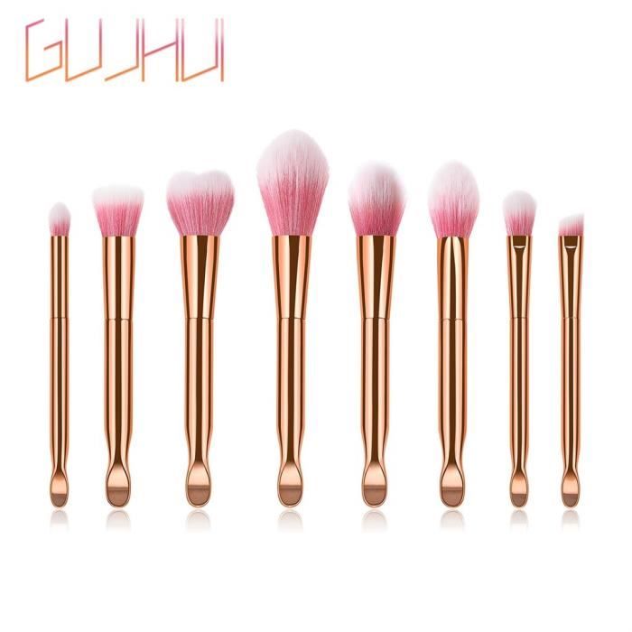 8 Pcs Oreille Cuillères Poudre D'or Rose Pinceau Cosmétique Blanc Brosse À Manches Outil de beauté 482