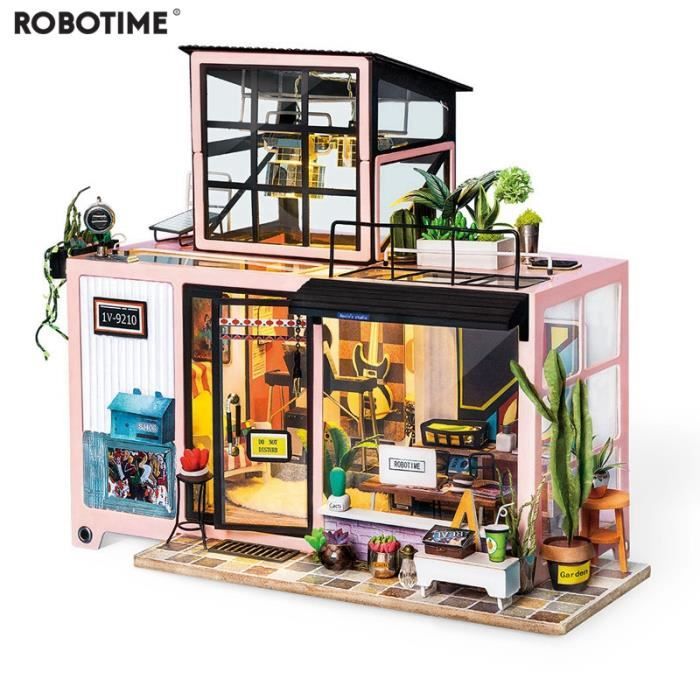 Robotime nouveau bricolage Kevin Studio avec meubles enfants adulte Miniature en bois maison de poupée modèles de construction Kits