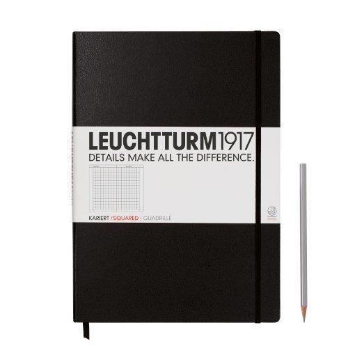 Leuchtturm1917 307959 Carnet master A4+ 233 pages numérotées Noir Quadrillé