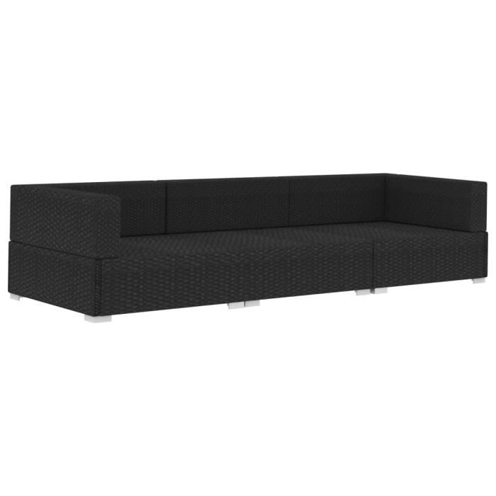 Parfait - Canapés de jardin 3 pcs avec coussins - Sofa Divan Canapé Confortable Banquette de jardin - Résine tressée Noir @465092