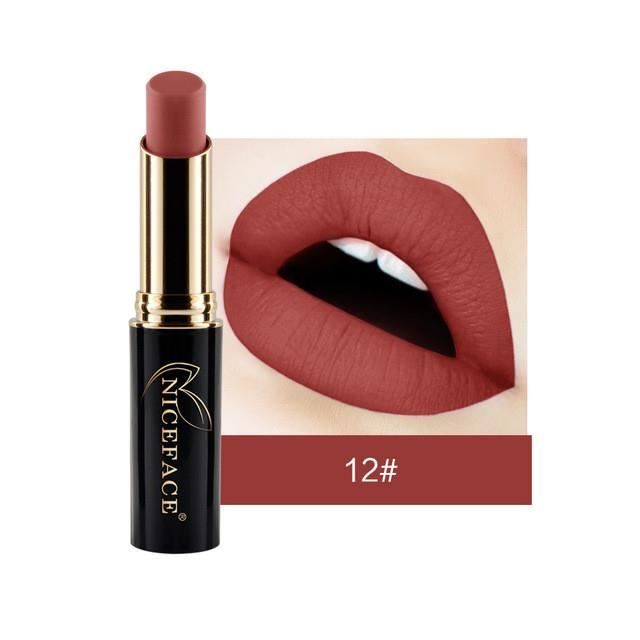 L3560 NICEFACE Noble mat 24 couleurs rouge à lèvres femmes beau maquillage longue durée imperméable métallique Nude rouge à lèvres