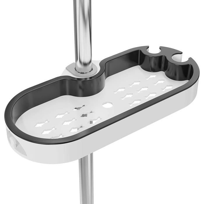 Étagère de Douche sans Perçage, Etagère Douche Réglable avec Boucle et Crochet pour Pomme Douche, Drain, Antibactérien, pour Barre D