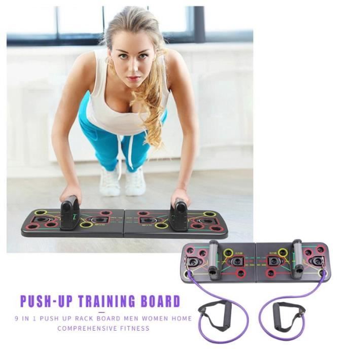 PLANCHE POMPE MUSCULAIRE+CORDE TRACTION 9 EN 1