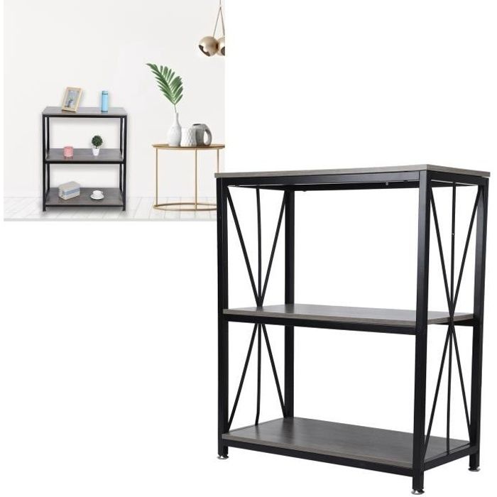 Vintage Metal Frame 3-Tier Console Table RAIliothèque RAIliothèque Étagère à livres pour décor de salon -RAI