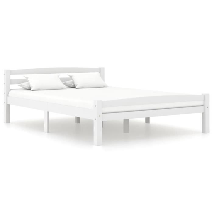 Chez Barry® 23379 Lit Grand Lit adulte enfant - Lit de Repos - Blanc Bois de pin massif 140x200 cm Haute qualité