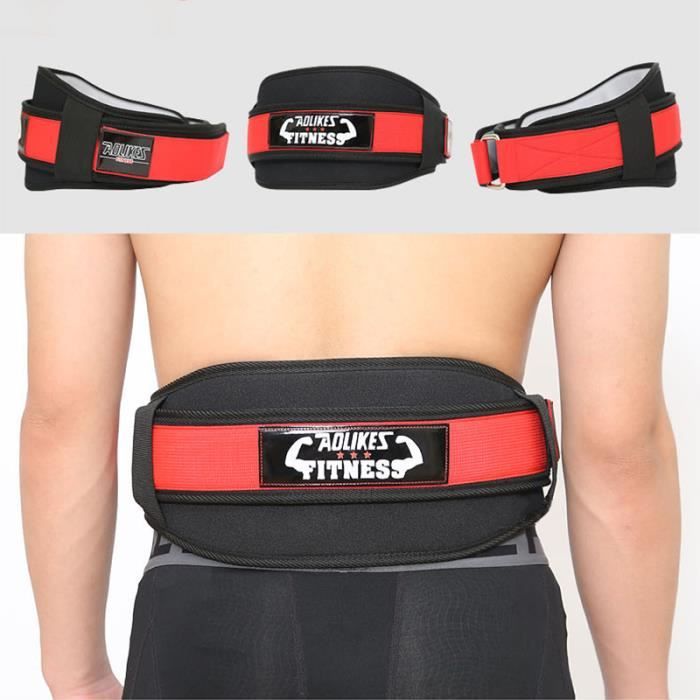 Ceinture de Force Musculation Fitness Ceinture Bodybuilding Haltérophilie Entraînement Squats Support lombaire Sanda Rouge XL
