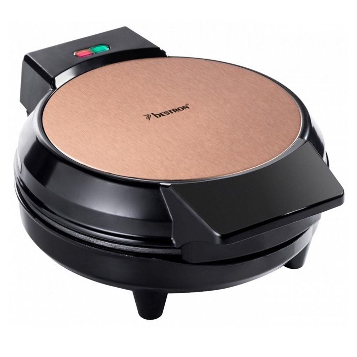 Bestron Gaufrier pour gaufres classiques en forme de coeur, Gaufrier avec revêtement anti-adhésif, 700 Watts, Couleur: Cuivre