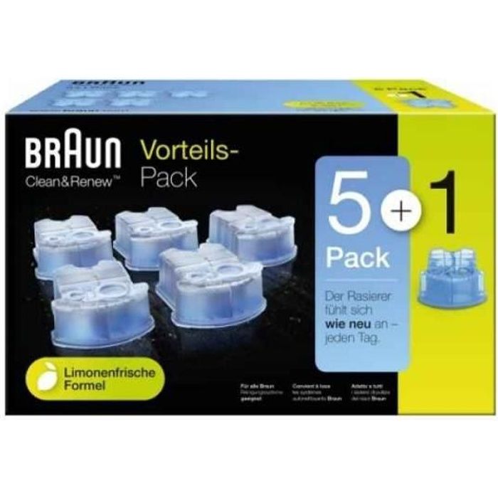Pack 5+1 de cartouches nettoyantes Braun Clean & Renew CCR