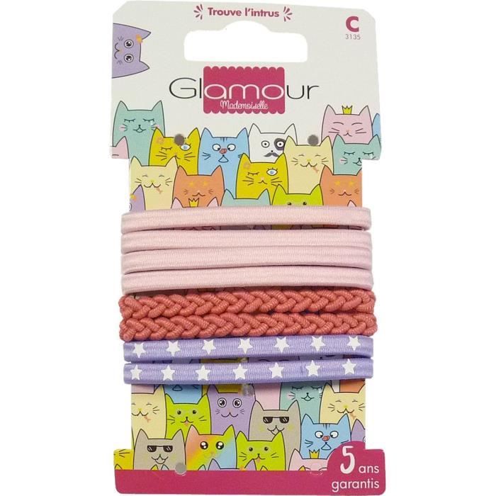 Glamour Mademoiselle élastiques cheveux fantaisie plats lot x8