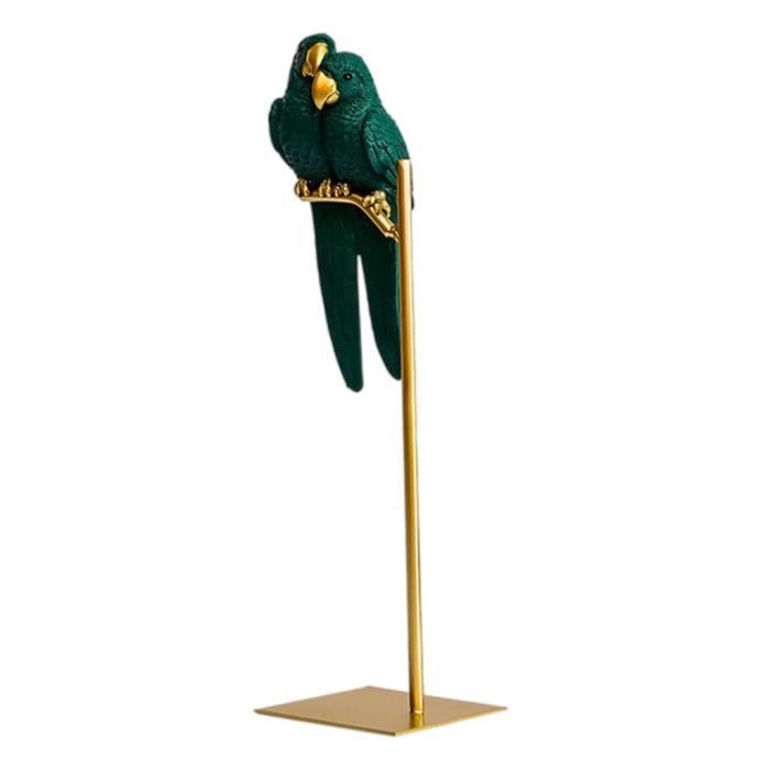 Perroquet Statue Moderne Art Résine Sculpture Petit Animal de Bureau Figurines pour La Maison Bureau Étagère Armoires Vert