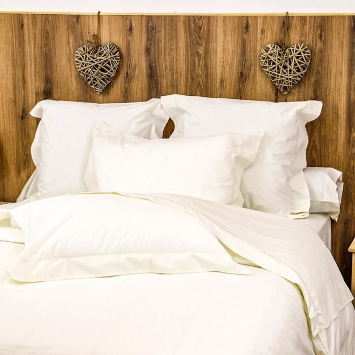 LINANDELLE - Housse de couette unie coton Percale 200 fils DESIREE - Ivoire - 240x280 cm