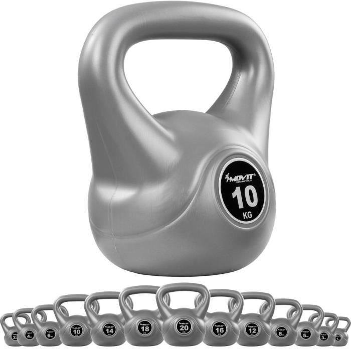 MOVIT Kettlebell plastique 10 kg - Gris