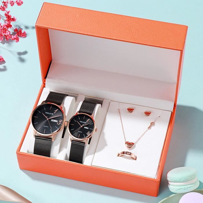 Coffret Cadeau Montre Couple Femme Homme nouveau 2021 Mode - cadeau Noel Anniversaire Saint Valentin Souvenir