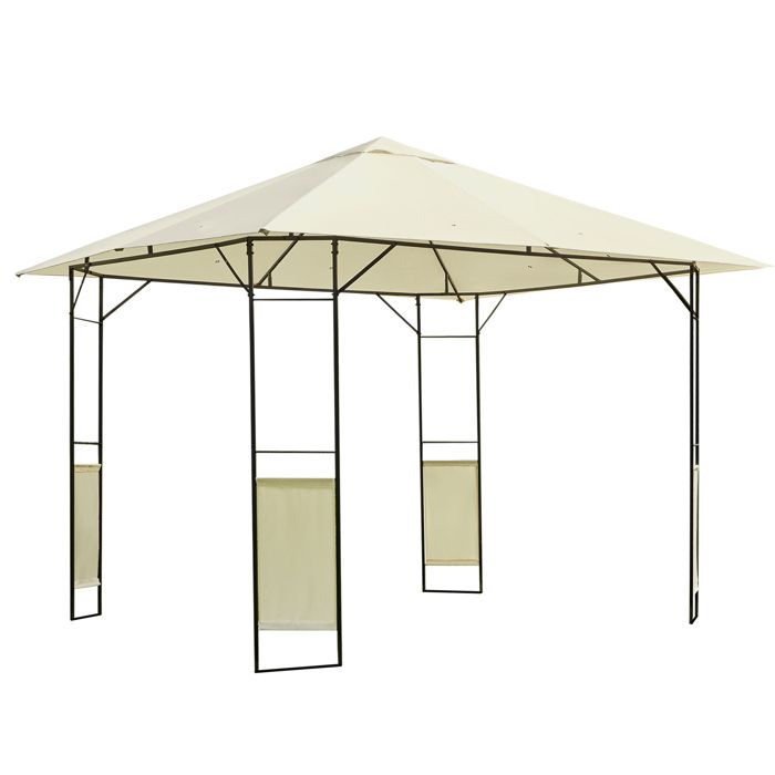 Tonnelle barnum pavillon de jardin dim. 3L x 3l x 2,6H m métal époxy toile polyester haute densité crème