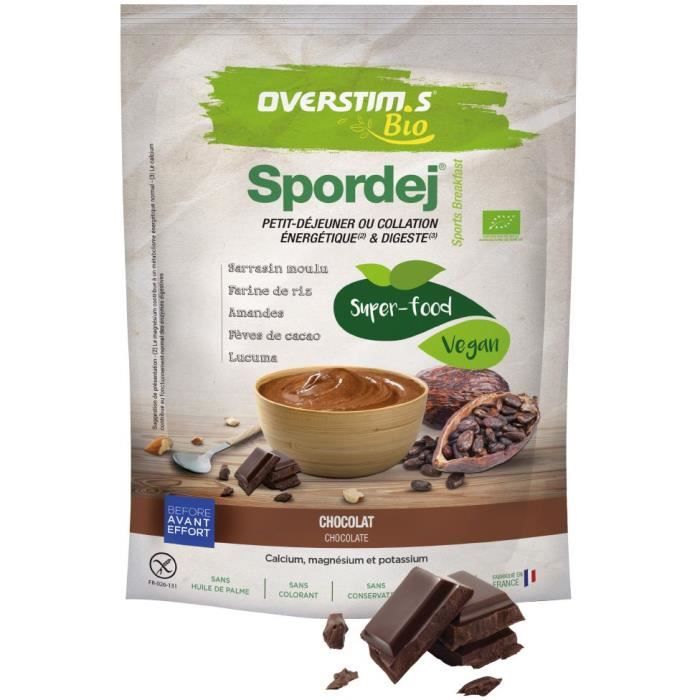 OVERSTIMS - Spordej Bio (300 g) - Chocolat - Petit-déjeuner ou collation énergétique bio
