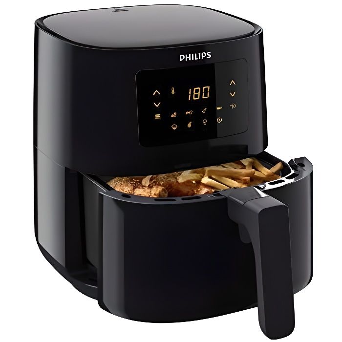 Philips HD9252/90 Airfryer Compact Noir   Bien plus qu'une friteuse : faites cuire, frire, rôtir et griller tous vos aliments