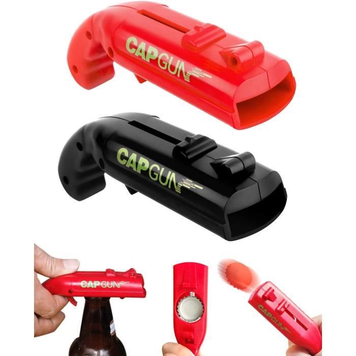 Ouvre-Bouteilles, Lot de 2 Cap Gun Décapsuleur,Ouvre-canettes en Forme de Pistolet pour Bar fête Bouteille de bière Lanceur