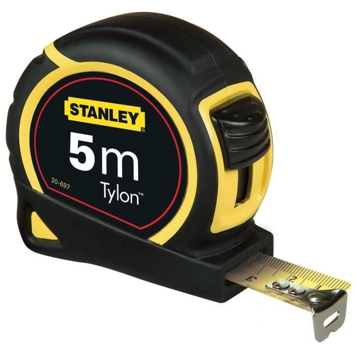 Stanley 1-30-697 Rubans à mesurer bi-matière, 5 m x 19 mm, Noir/Jaune