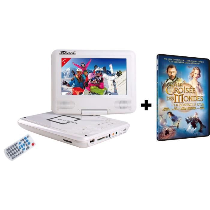 TAKARA-VR132WPK Lecteur DVD Portable Ecran 7'' + Film DVD A la croisée des mondes